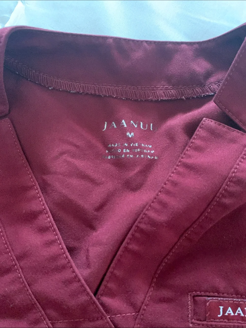 Jaanuu Women's Burgundy Scrub Set - Top & Pants